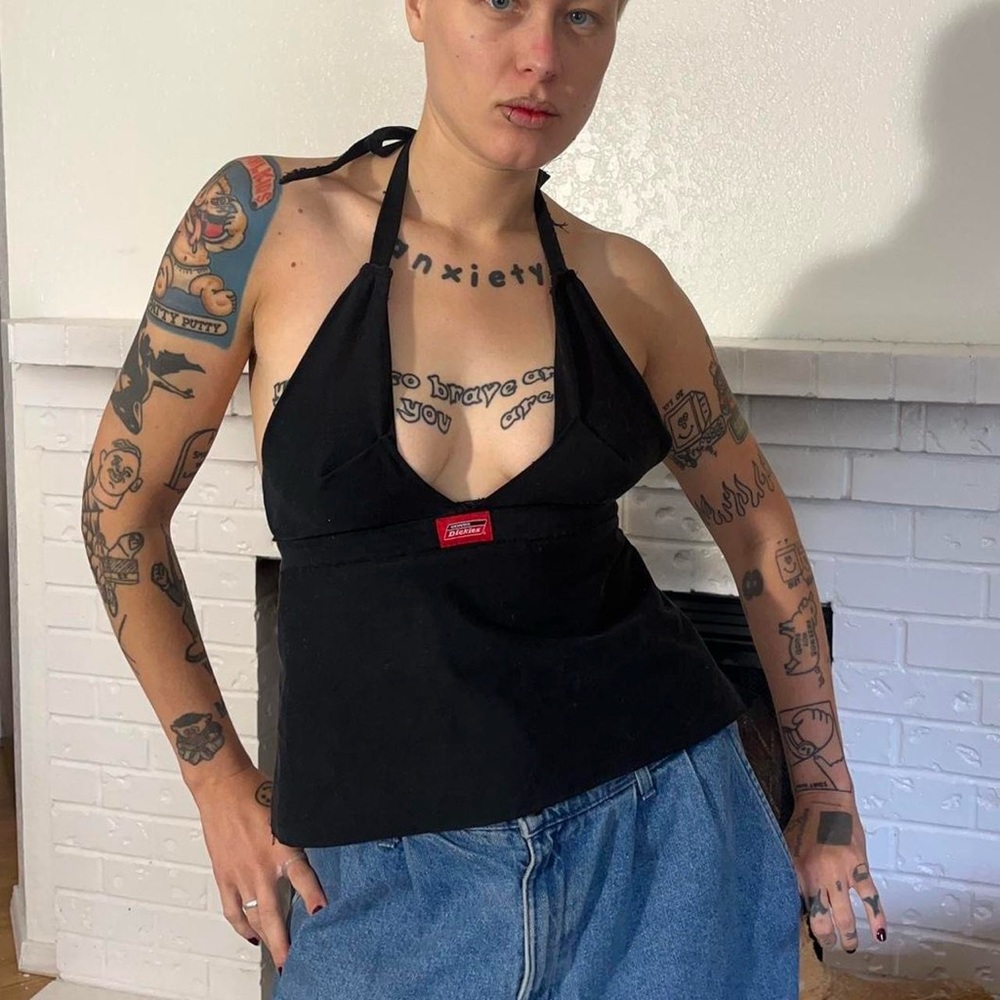 Upcycled black reworked dickies top